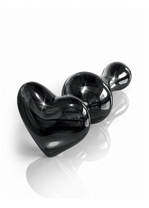 Pipedream Icicles - PLUG szklany 8cm serducho CZARNY