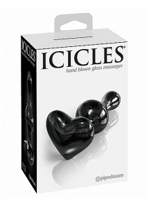 Pipedream Icicles - PLUG szklany 8cm serducho CZARNY