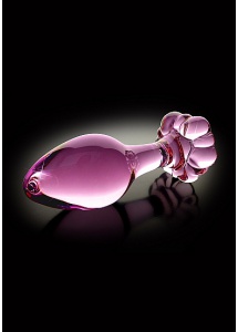 Pipedream Icicles - PLUG szklany przezroczysty KWIATEK fiolet