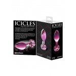 Pipedream Icicles - PLUG szklany przezroczysty KWIATEK fiolet