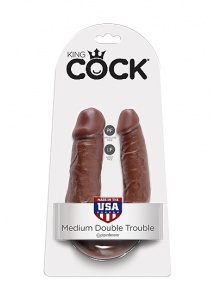 Pipedream King Cock - dildo DWIE GRUBOŚCI PODWÓJNE brązowe PVC - ŚREDNIE 