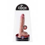Pipedream King Cock - dildo dual-density z jądrami JAK PRAWDZIWE naturalne TPE FANTA 25cm (10")