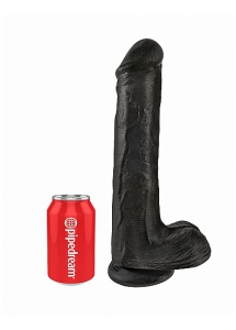 Pipedream King Cock - dildo z jądrami realistyczne JAK PRAWDZIWE czarne 33cm (13")