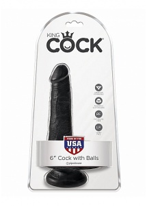 Pipedream King Cock - dildo realistyczne z jądrami JAK PRAWDZIWE czarne 15cm (6")