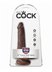 Pipedream King Cock - dildo realistyczne z jądrami JAK PRAWDZIWE brązowe 15cm (6")