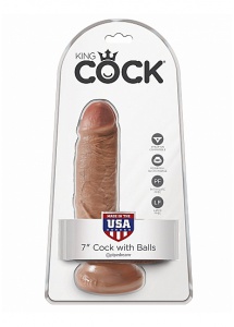Pipedream King Cock - dildo realistyczne z jądrami JAK PRAWDZIWE śniade 18cm (7")