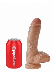 Pipedream King Cock - dildo realistyczne z jądrami JAK PRAWDZIWE śniade 20cm (8")