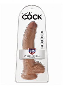 Pipedream King Cock - dildo realistyczne z jądrami JAK PRAWDZIWE śniade 22cm (9")