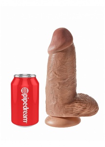 Pipedream King Cock - dildo z jądrami JAK PRAWDZIWE Grubasek śniade 22cm (9")