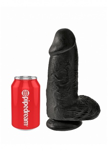 Pipedream King Cock - dildo z jądrami JAK PRAWDZIWE Grubasek czarne 22cm (9")