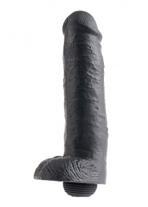 Pipedream King Cock - dildo z wytryskiem  + sztuczna sperma - czarne PVC - 28cm (11")
