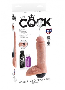 Pipedream King Cock - dildo z wytryskiem + sztuczna sperma - naturalne - 20cm (8")