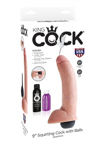 Pipedream King Cock - dildo z wytryskiem + sztuczna sperma - naturalne - 23cm (9")