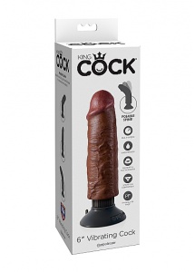 Pipedream King Cock - dildo z WIBRACJAMI MultiSpeed brązowe PVC - 15cm(6")