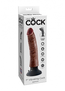 Pipedream King Cock - dildo z WIBRACJAMI MultiSpeed brązowe  PVC - 18cm(7")