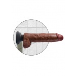 Pipedream King Cock - dildo z jądrami + WIBRACJE MultiSpeed brązowe PVC - 25cm(10")