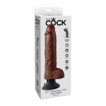 Pipedream King Cock - dildo z jądrami + WIBRACJE MultiSpeed brązowe PVC - 25cm(10")