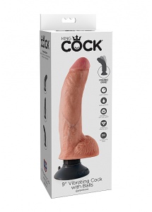 Pipedream King Cock - dildo z jądrami  + WIBRACJE MultiSpeed naturalne PVC - 23cm(9")
