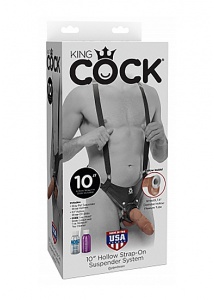 Pipedream King Cock - Dildo FantaFlash 25 cm śniade uprząż STRAP ON 