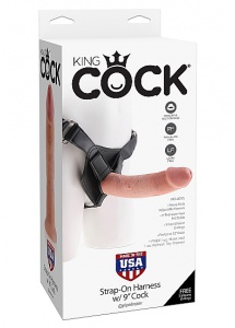 Pipedream King Cock - UPRZĄŻ Strap-on + DILDO 23cm (9") NATURALNE