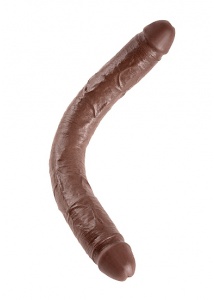 Pipedream King Cock -  dildo Waginalno-Analne PODWÓJNE , brązowe, PVC - 44cm (16")