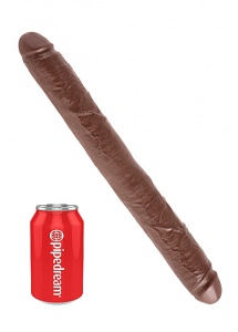 Pipedream King Cock -  dildo Waginalno-Analne PODWÓJNE , brązowe, PVC - 44cm (16")