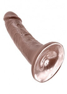 Pipedream King Cock - dildo realistyczne MAŁE miękkie BRĄZOWE, PVC - 17cm (6")