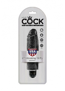 Pipedream King Cock -  dildo realistyczne WIBRACJE, czarne PVC - 15cm (6")