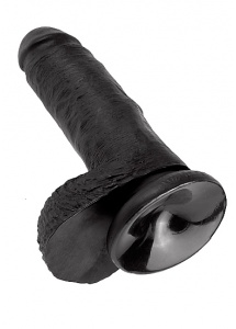 Pipedream King Cock - dildo realistyczne z jądrami, CZARNE PVC - 19cm (7")