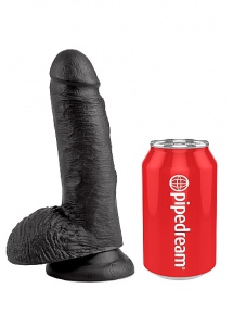 Pipedream King Cock - dildo realistyczne z jądrami, CZARNE PVC - 19cm (7")