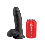 Pipedream King Cock - dildo realistyczne z jądrami, CZARNE PVC - 19cm (7")