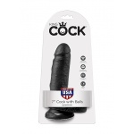Pipedream King Cock - dildo realistyczne z jądrami, CZARNE PVC - 19cm (7")