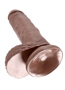 Pipedream King Cock - dildo realistyczne z jądrami, BRĄZOWE PVC - 19cm (7")
