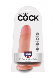 Pipedream King Cock - dildo realistyczne z jądrami, NATURALNE PVC - 19cm (7")