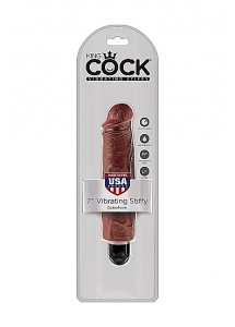 Pipedream King Cock -  dildo realistyczne WIBRACJE duży silny BRĄZOWE PVC - 18cm (7")