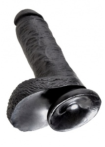 Pipedream King Cock - dildo realistyczne Z JĄDRAMI czarne, PVC - 20cm (8")
