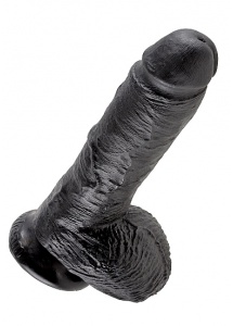 Pipedream King Cock - dildo realistyczne Z JĄDRAMI czarne, PVC - 20cm (8")