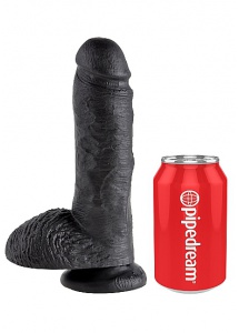 Pipedream King Cock - dildo realistyczne Z JĄDRAMI czarne, PVC - 20cm (8")