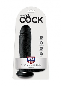 Pipedream King Cock - dildo realistyczne Z JĄDRAMI czarne, PVC - 20cm (8")