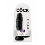 Pipedream King Cock - dildo realistyczne Z JĄDRAMI czarne, PVC - 20cm (8")