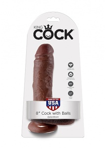 Pipedream King Cock -  dildo realistyczne Z JĄDRAMI brązowe, PVC - 20cm (8")