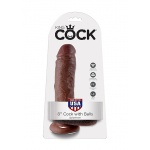 Pipedream King Cock -  dildo realistyczne Z JĄDRAMI brązowe, PVC - 20cm (8")