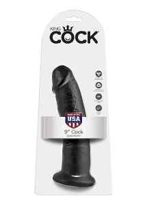Pipedream King Cock -  dildo realistyczne JAK PRAWDZIWY czarne PVC - 23cm (9")