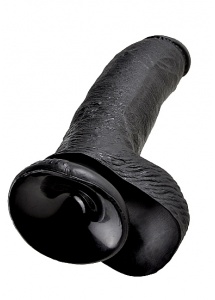 Pipedream King Cock -  dildo realistyczne duże CZARNE  z jądrami PVC - 23cm (9")