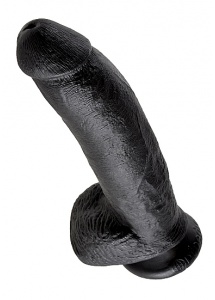 Pipedream King Cock -  dildo realistyczne duże CZARNE  z jądrami PVC - 23cm (9")
