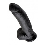 Pipedream King Cock -  dildo realistyczne duże CZARNE  z jądrami PVC - 23cm (9")