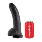 Pipedream King Cock -  dildo realistyczne duże CZARNE  z jądrami PVC - 23cm (9")
