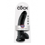 Pipedream King Cock -  dildo realistyczne duże CZARNE  z jądrami PVC - 23cm (9")