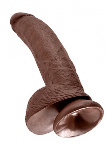 Pipedream King Cock - dildo realistyczne duże BRĄZOWE  z jądrami PVC - 23cm (9")