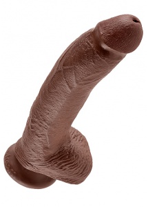 Pipedream King Cock - dildo realistyczne duże BRĄZOWE  z jądrami PVC - 23cm (9")